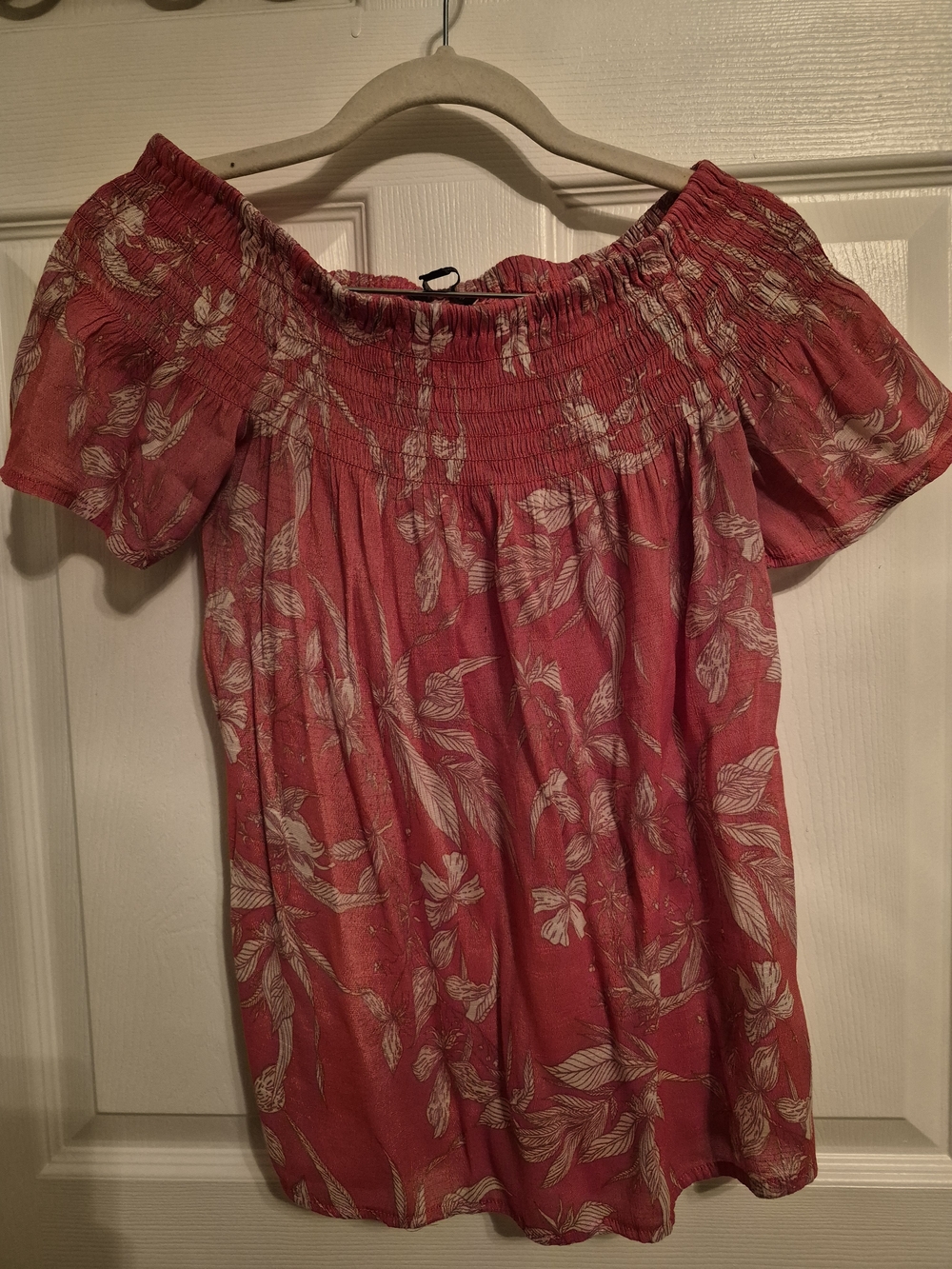 Harve Benard Coral Off-Shoulder Floral Tunic